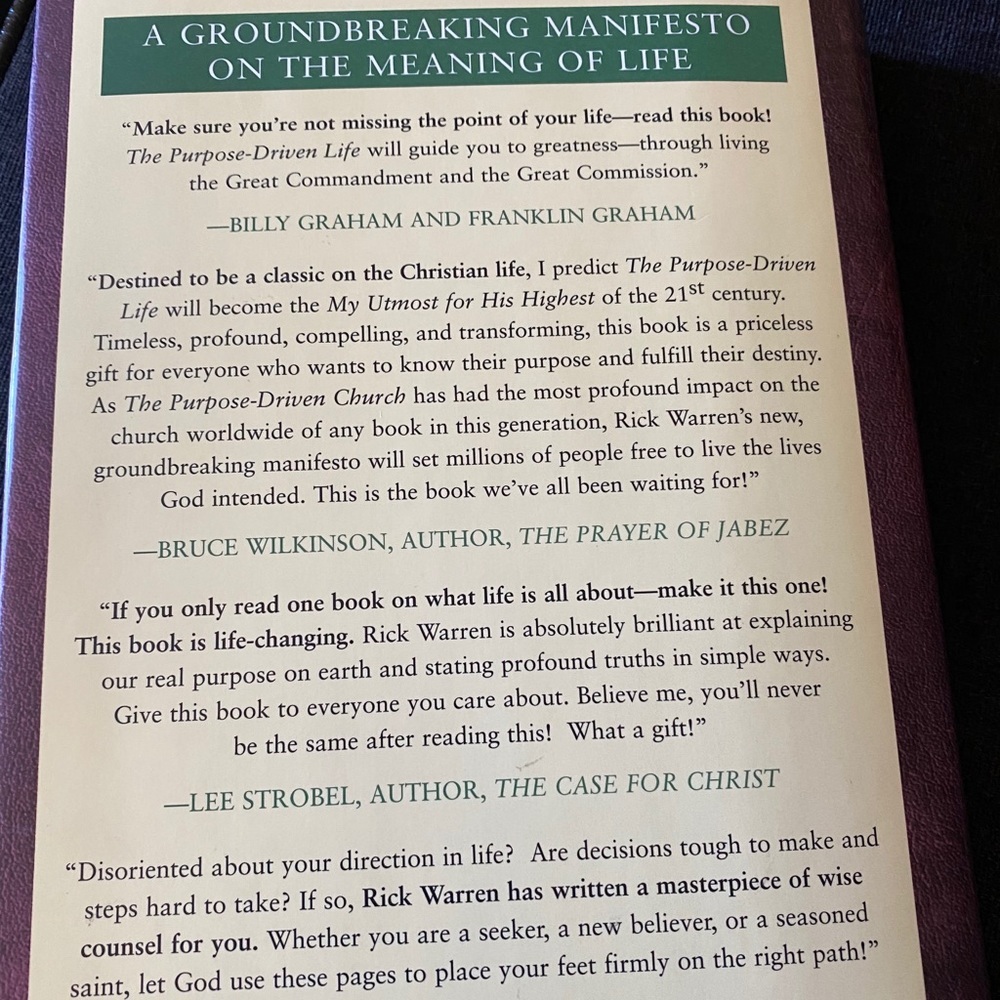 The Purpose Driven Life Hardcover Book | Rick Warren Christian Self Help Growth - Picture 5 of 5